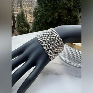 SERGIO GUTIERREZ Liquid Metal B10 Silver Mesh Beaded Bracelet